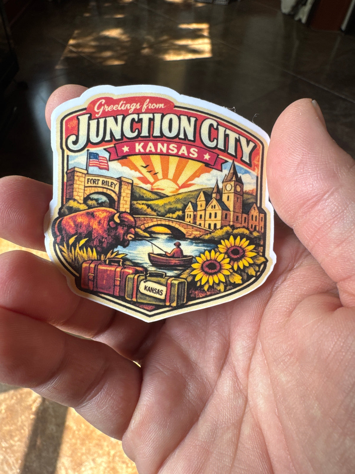 Greetings From Junction City Kansas – Retro Travel Sticker
