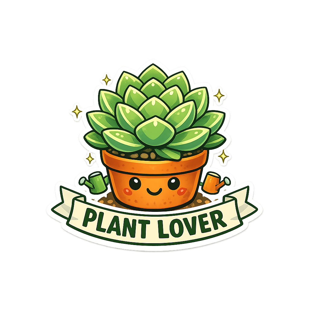 Cute Plant Lover Succulent Die Cut Sticker | Kawaii Happy Plant Pot Vinyl Sticker for Plant Moms