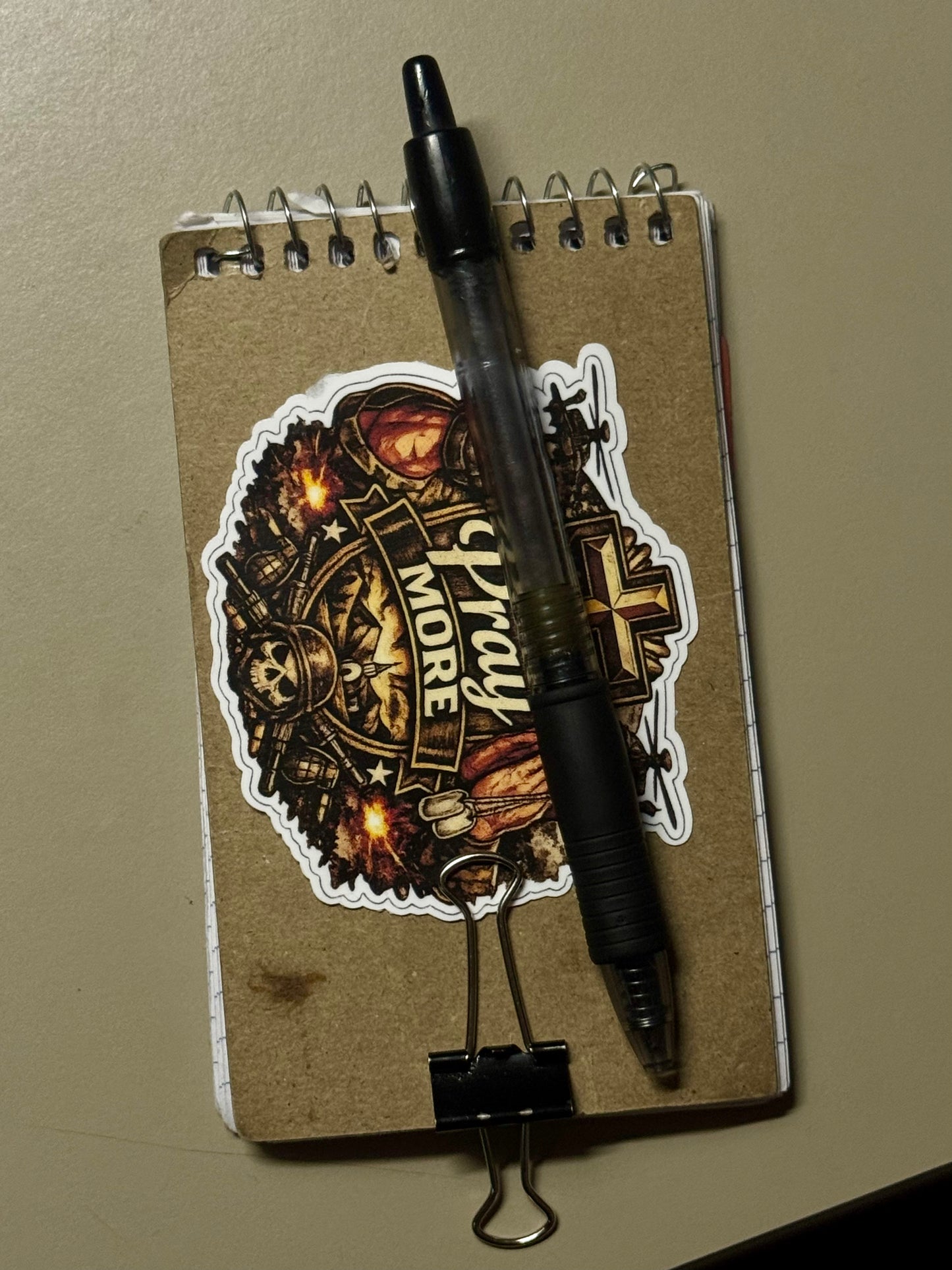 Pray More Tactical Christian Sticker