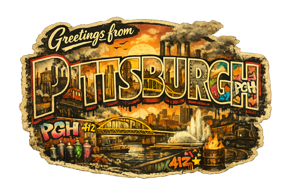 Greetings From Pittsburgh – Gritty Industrial Postcard Sticker
