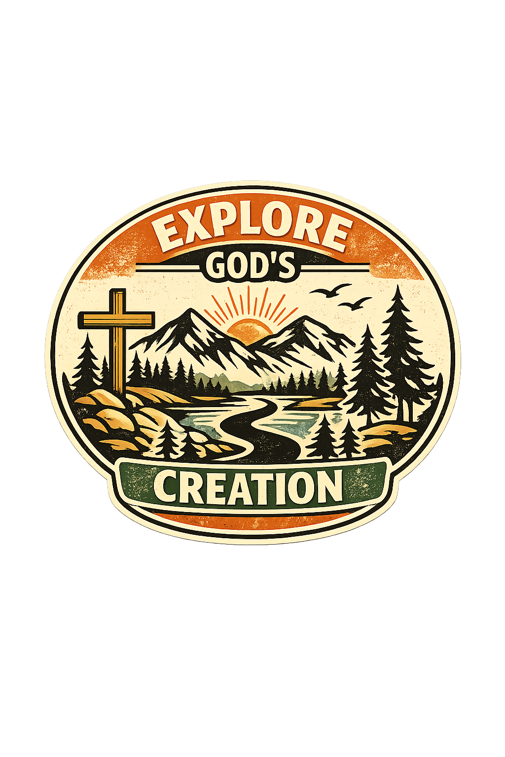 Explore God’s Creation Sticker – Vintage Christian Outdoors Badge