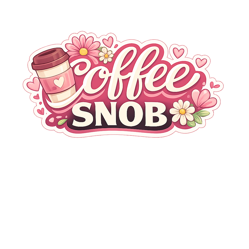 Coffee Snob Sticker — Soft Pink Floral Coffee Cup Design