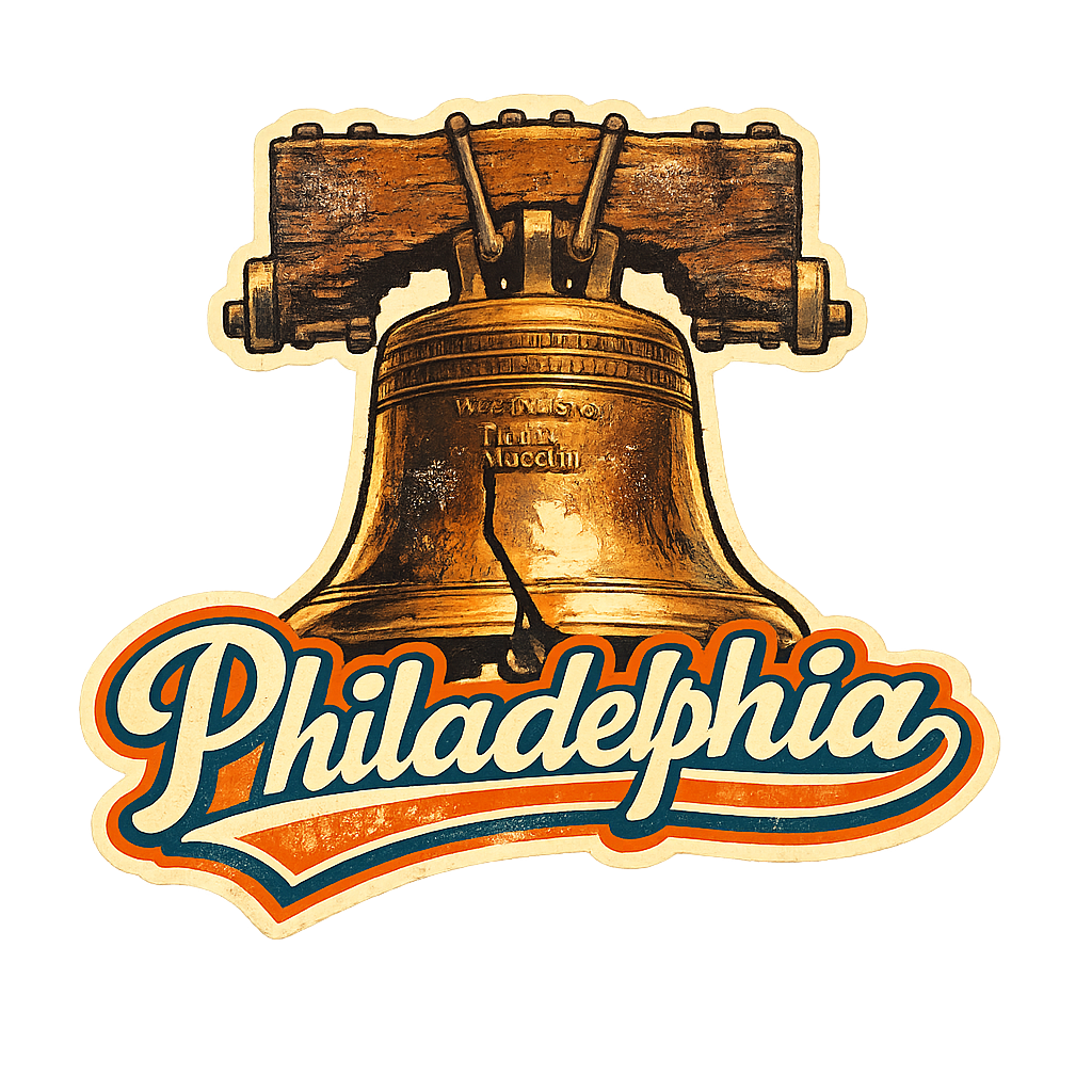 Philadelphia Liberty Bell Sticker – Vintage Script Design