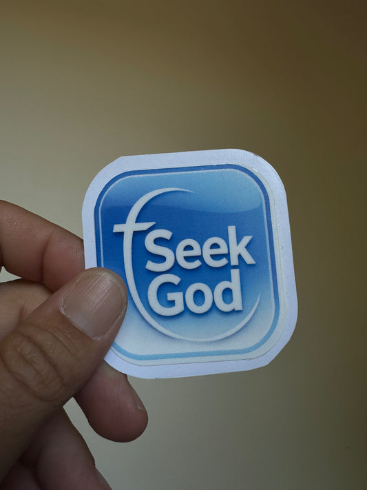 Seek God Blue Icon Sticker – Faith in Every Connection