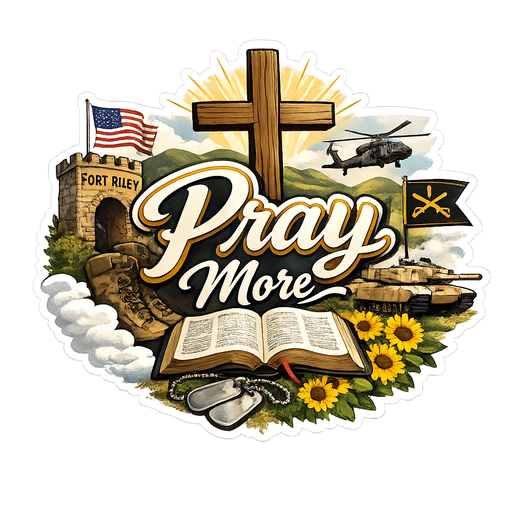 Fort Riley Pray More Military Christian Sticker
