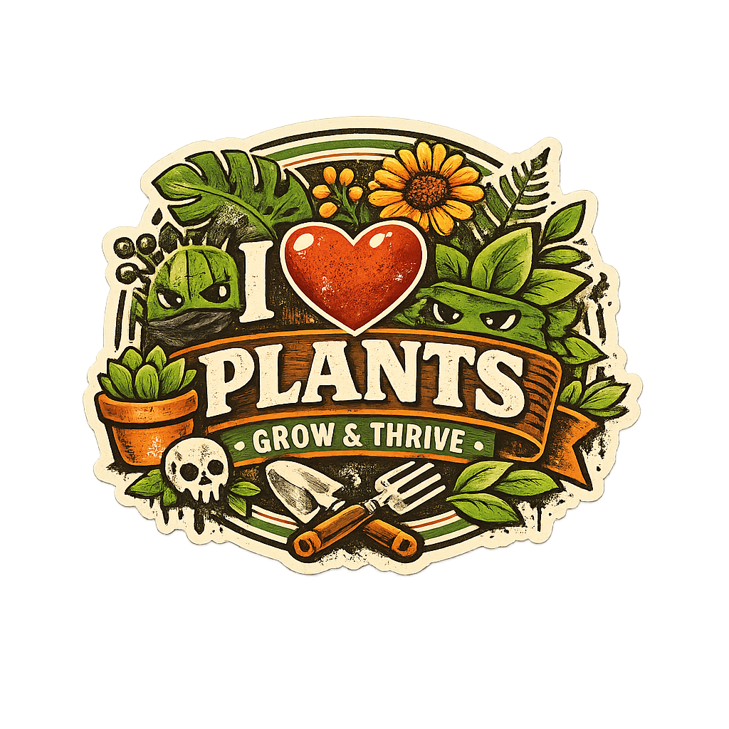 I Heart Plants Die Cut Sticker | Grow & Thrive Vinyl Sticker for Plant Lovers, Gardeners & Plant Moms