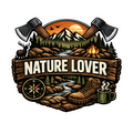 Nature Lover Die Cut Sticker | Outdoor Adventure Hiking Vinyl Sticker with Mountains, Campfire & Axes