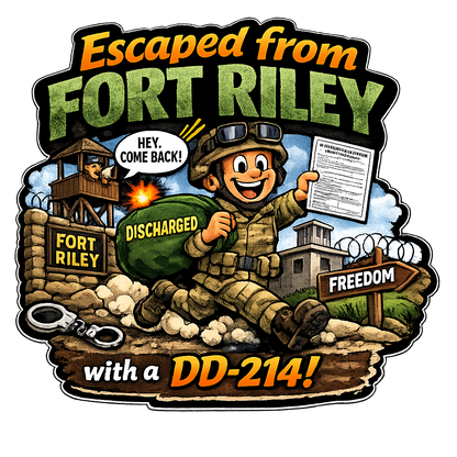 Escaped Fort Riley With a DD‑214 Sticker Male Soldier