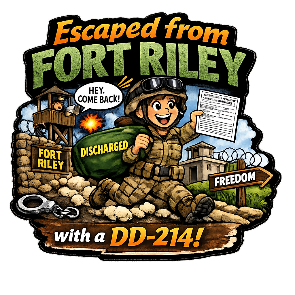 Escaped Fort Riley With a DD‑214 Sticker Female Soldier