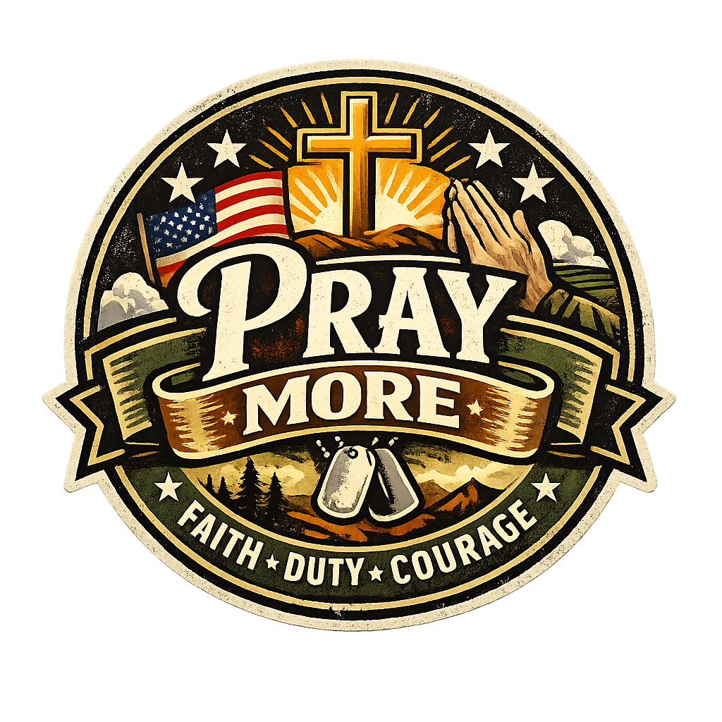 Pray More Military Faith Emblem Sticker
