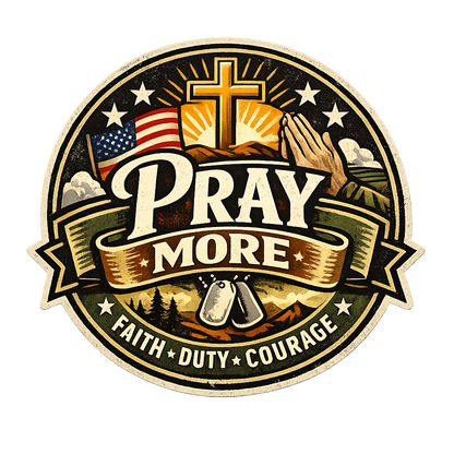 Pray More Military Faith Emblem Sticker