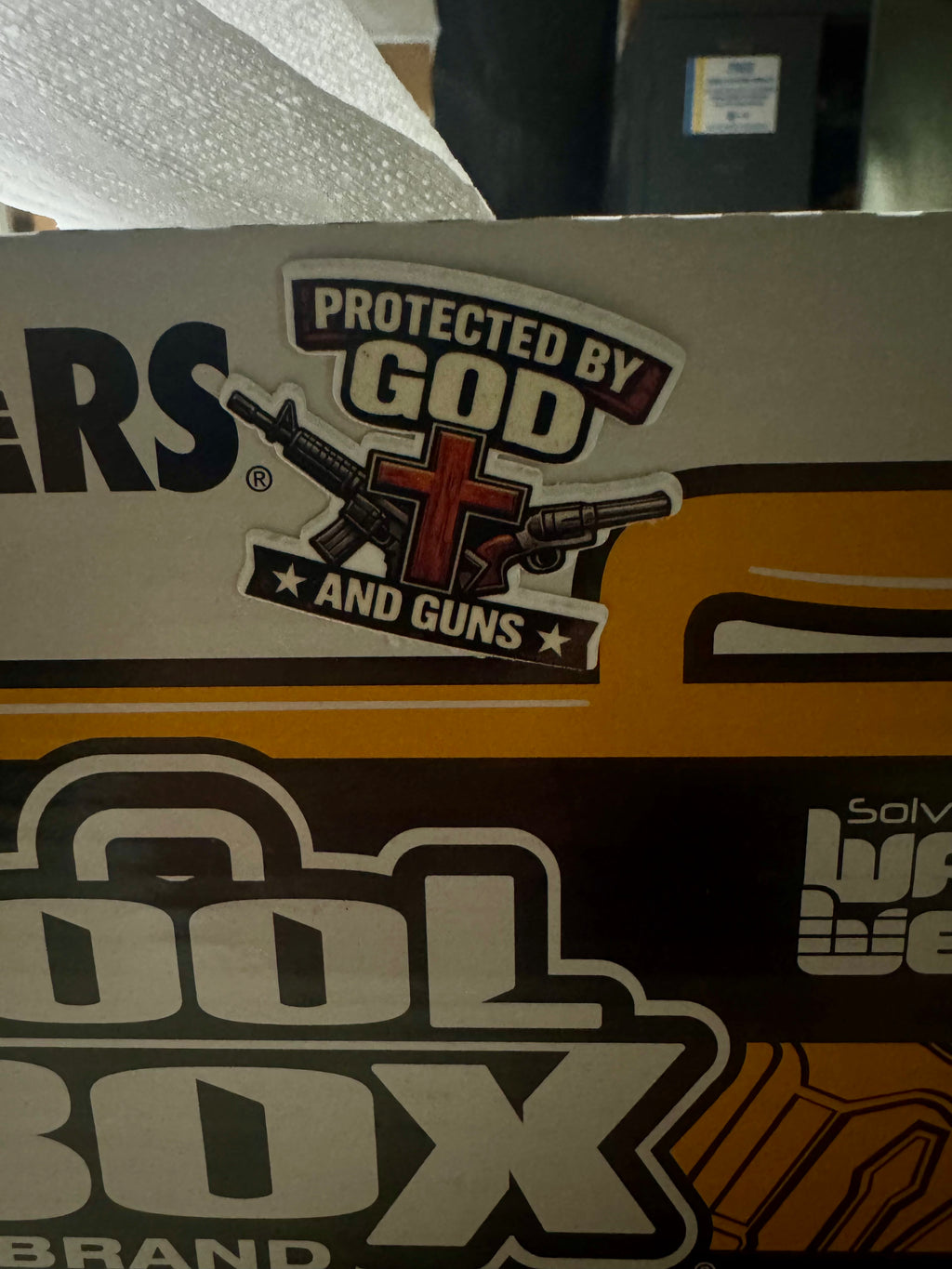 Protected by God and Guns Sticker – Bold Christian Western Design