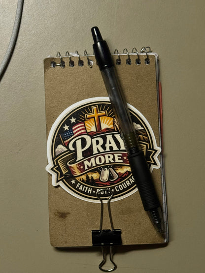 Pray More Military Faith Emblem Sticker