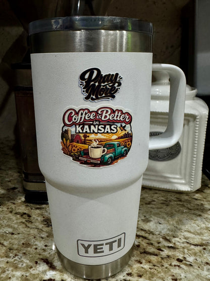 Coffee Is Better in Kansas — Sunrise Farm Truck Sticker