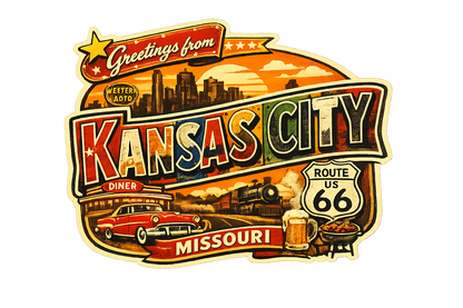 Greetings From Kansas City – Retro Travel Sticker