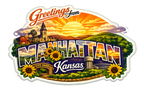 Greetings From Manhattan Kansas – Retro Travel Sticker
