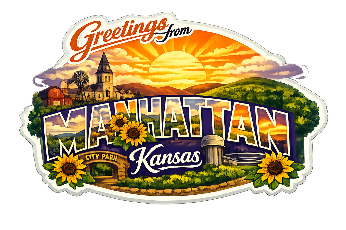 Greetings From Manhattan Kansas – Retro Travel Sticker