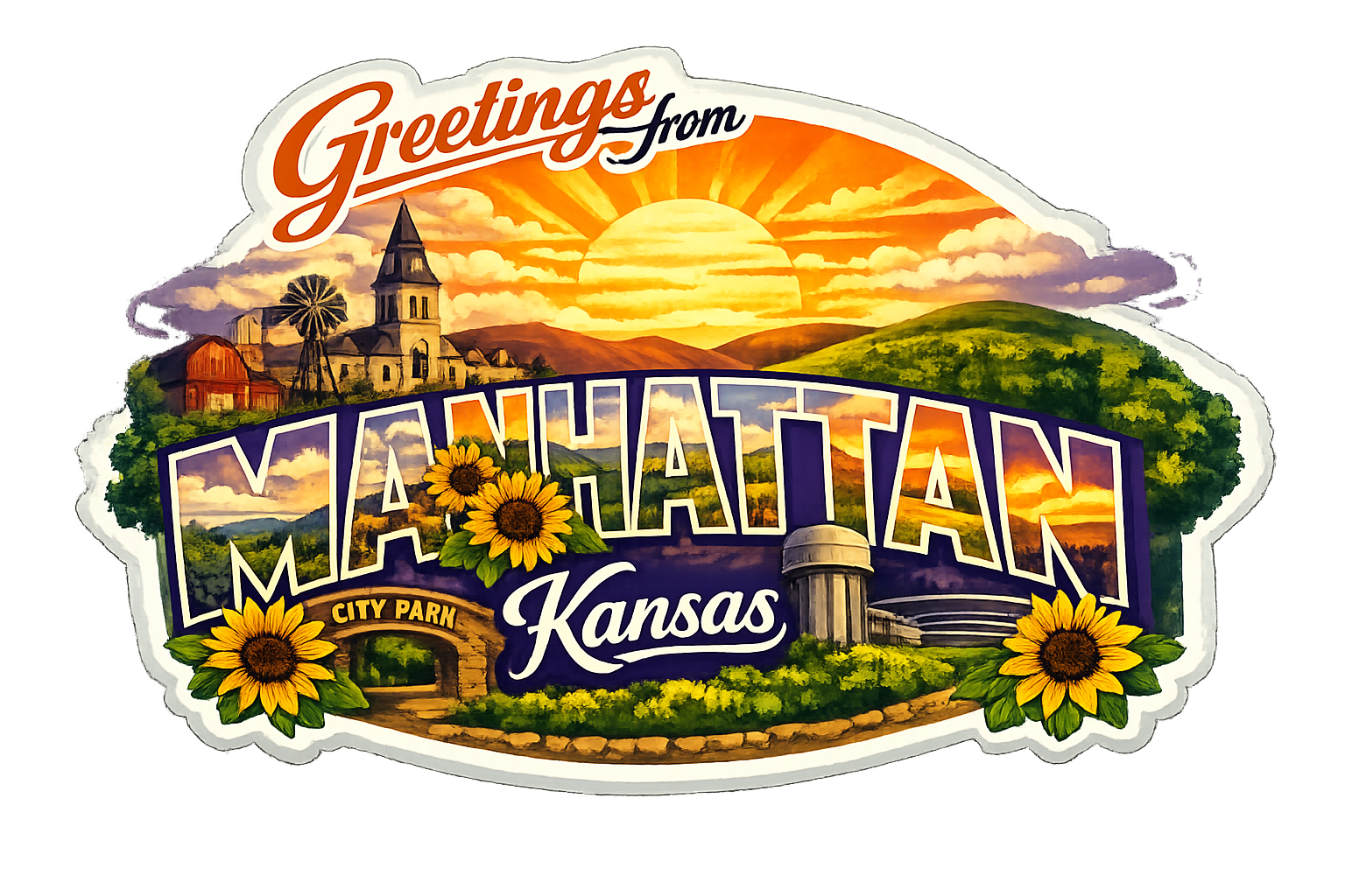 Greetings From Manhattan Kansas – Retro Travel Sticker