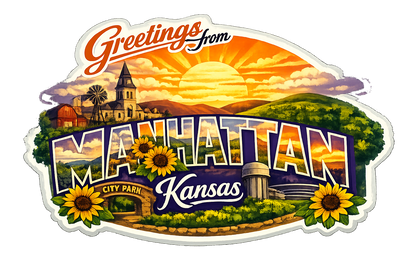 Greetings From Manhattan Kansas – Retro Travel Sticker
