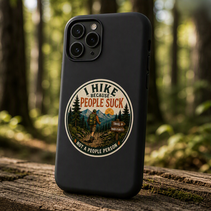 I Hike Because People Suck — Vintage Trail Badge Sticker