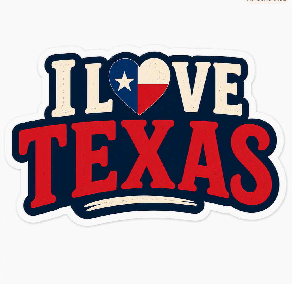 I Love Texas — Lone Star Heart Sticker