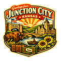 Greetings From Junction City Kansas – Retro Travel Sticker