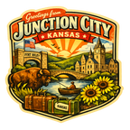 Greetings From Junction City Kansas – Retro Travel Sticker