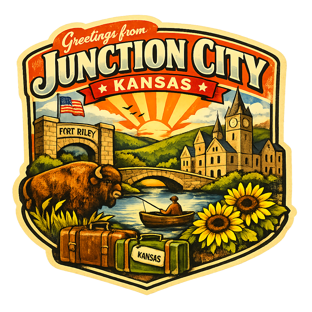Greetings From Junction City Kansas – Retro Travel Sticker