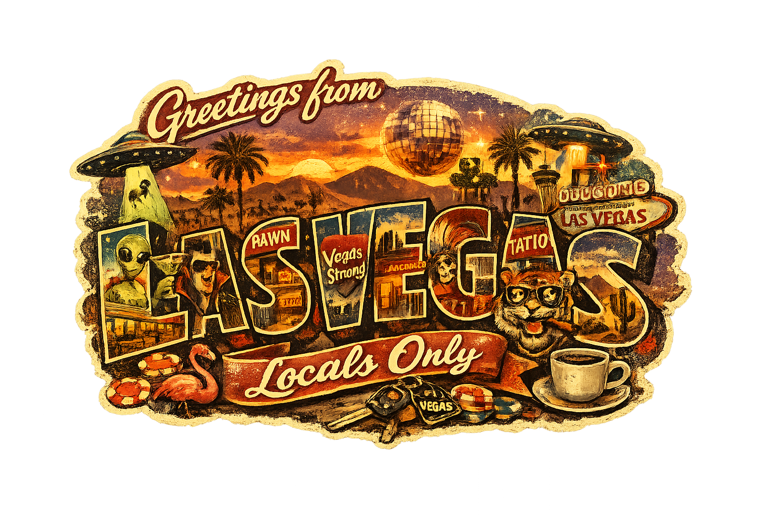 Retro Las Vegas Sticker – Locals Only Desert Surrealism