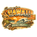 Greetings From Hawaii Locals Only Sticker – Retro Island Postcard Design