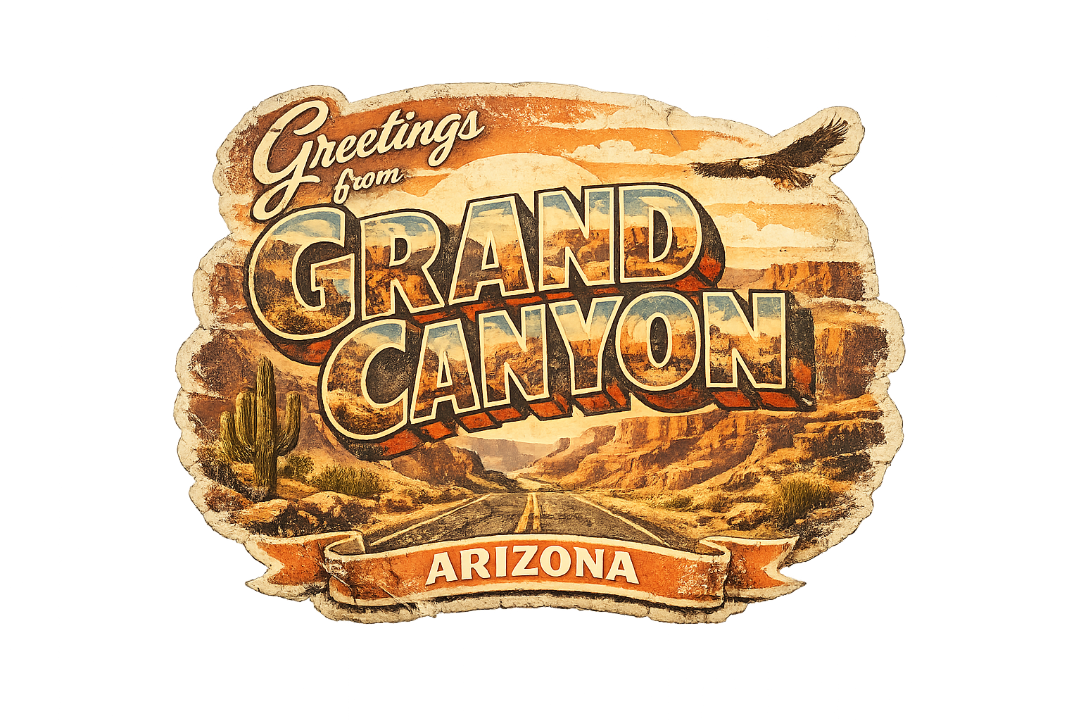 Arizona Postcard Sticker – Retro Grand Canyon Landscape