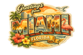 Greetings From Miami, Florida — Retro Postcard Sticker