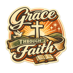 Grace Through Faith Sticker – Vintage Christian Cross & Dove Design