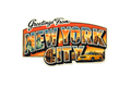 New York City Vintage Travel Sticker – Statue of Liberty & Taxi Cab