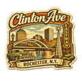 Clinton Ave Rochester NY Sticker – Vintage City Illustration