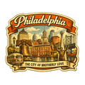 Philly Retro Travel Sticker – Liberty Bell, Skyline & Landmarks