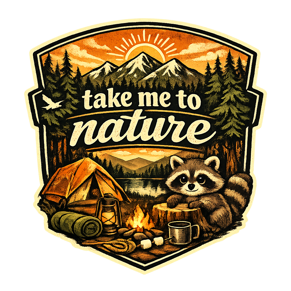 Take Me to Nature – Camping Adventure Raccoon Sticker