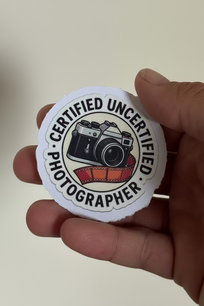 Certified Uncertified Photographer Sticker - Funny Vintage Camera & Film Sticker