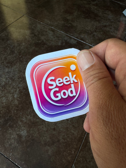 Seek God Gradient Icon Sticker – Modern Faith in Motion