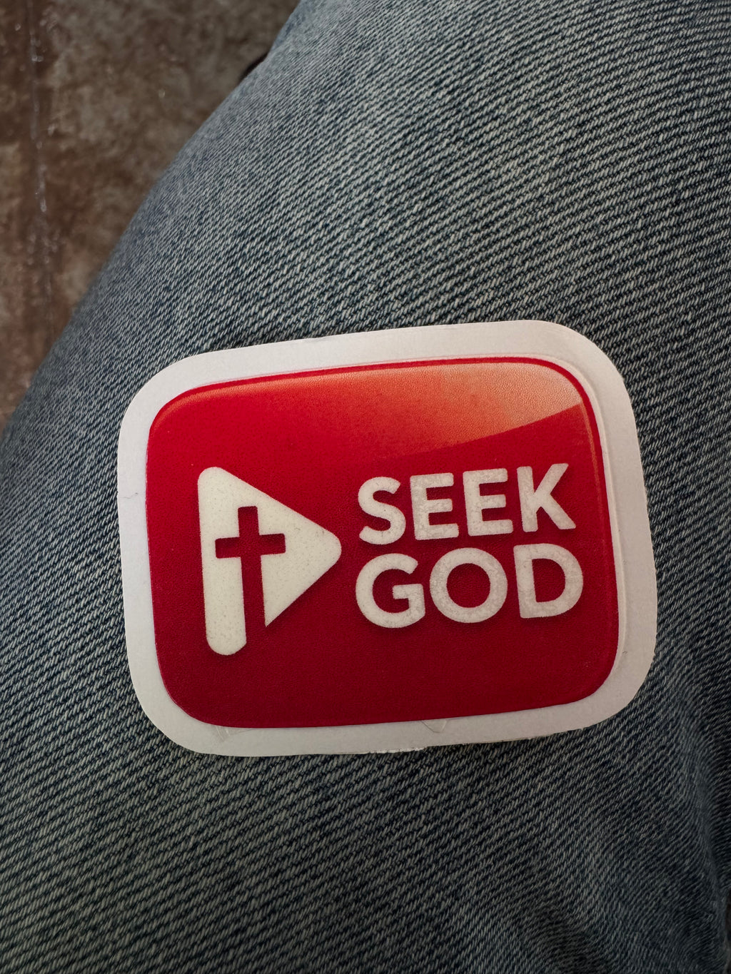Seek God Red Icon Sticker – Share Faith Boldly