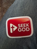 Seek God Red Icon Sticker – Share Faith Boldly