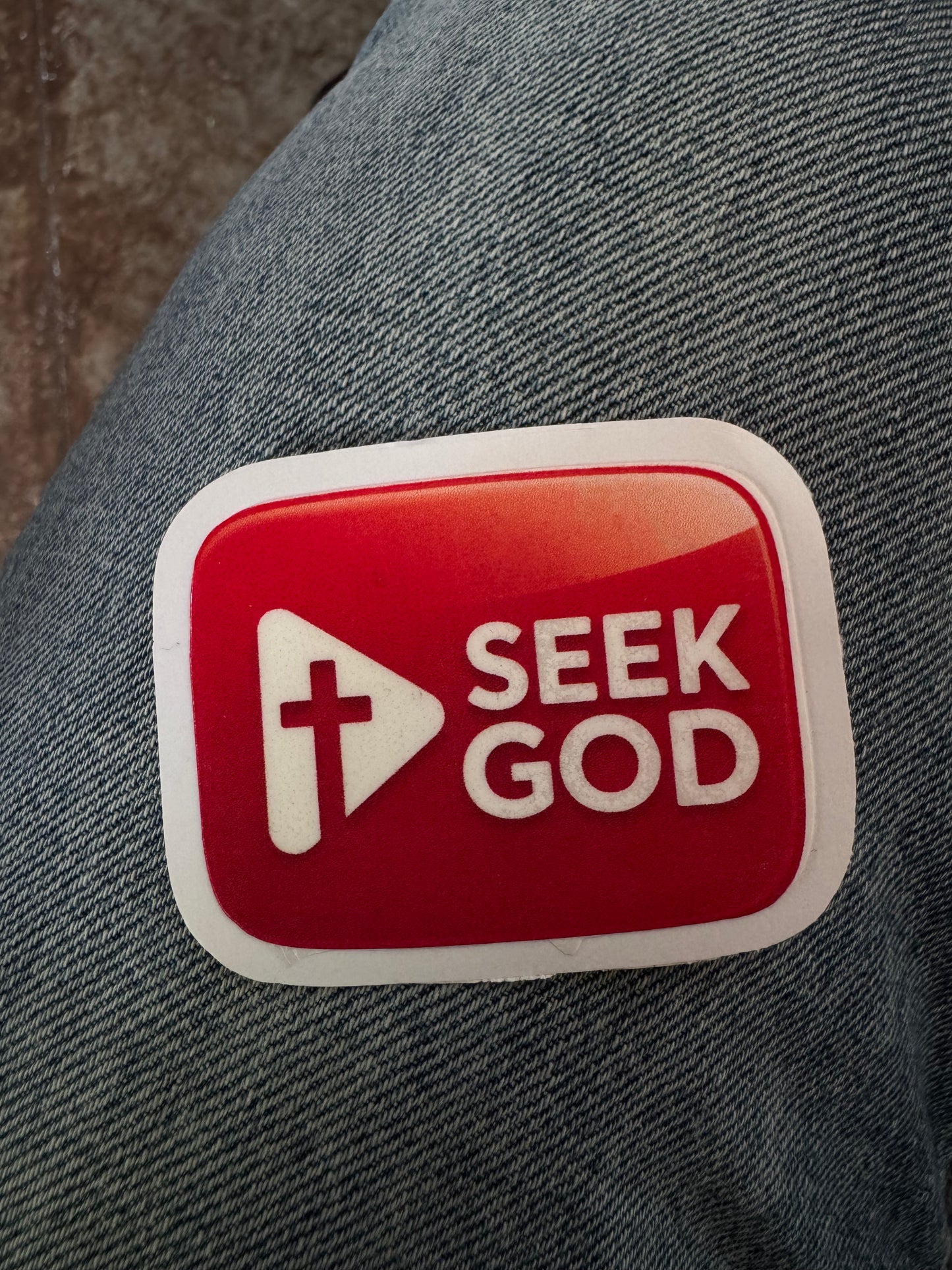 Seek God Red Icon Sticker – Share Faith Boldly