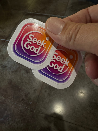 Seek God Gradient Icon Sticker – Modern Faith in Motion