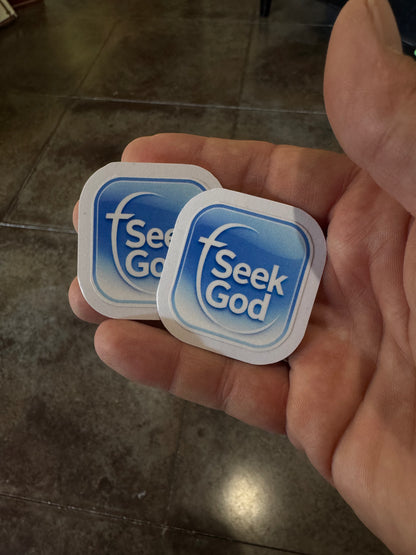 Seek God Blue Icon Sticker – Faith in Every Connection