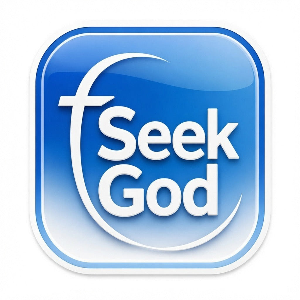 Seek God Blue Icon Sticker – Faith in Every Connection