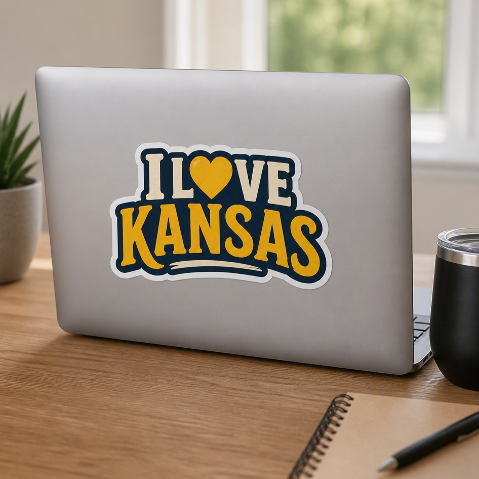 I Love Kansas Sticker — Heart of the Sunflower State