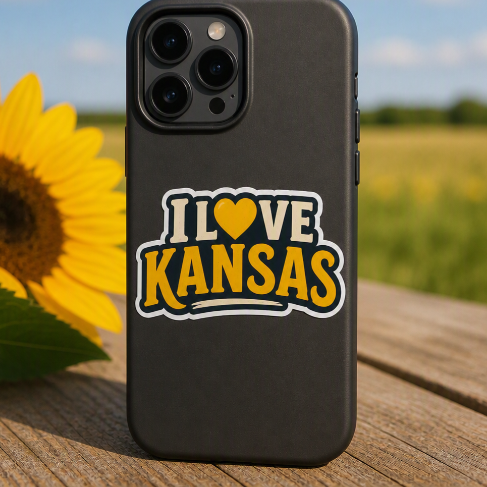I Love Kansas Sticker — Heart of the Sunflower State