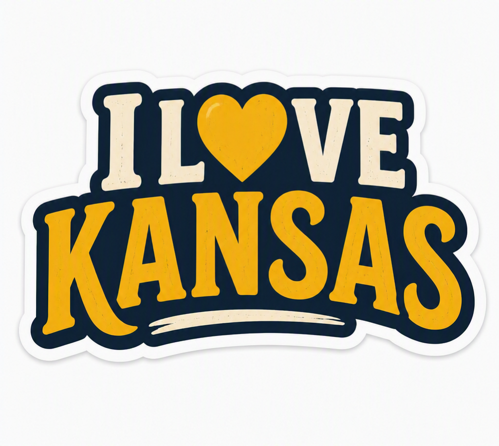 I Love Kansas Sticker — Heart of the Sunflower State