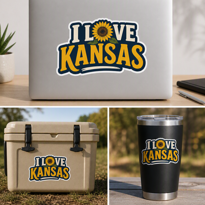 I Love Kansas Sticker — Sunflower State Pride