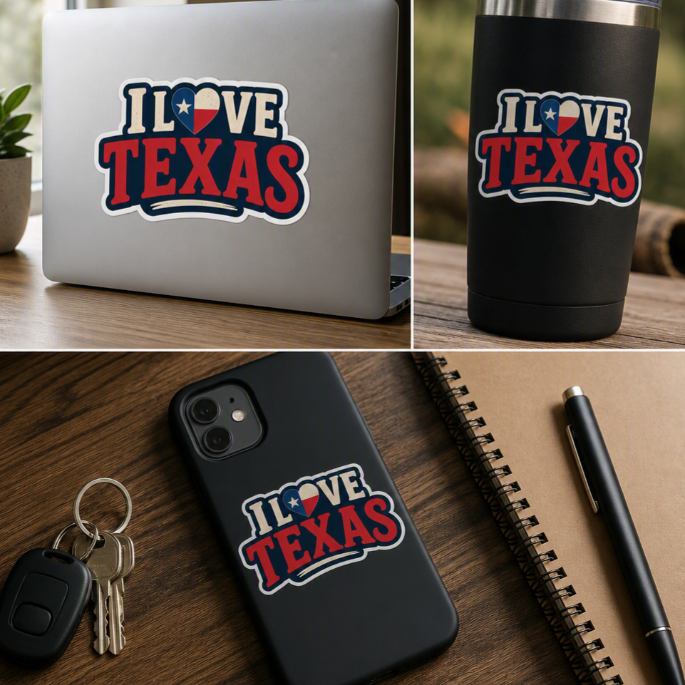I Love Texas — Lone Star Heart Sticker